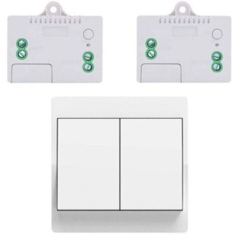 EU interrupteur sans fil sans piles kit interrupteur sans fil autoalimente va et vient sans fil sans pile radio interrupteur a distance eclairage domestique (EU 2Gang 1V2 A) (1/4)