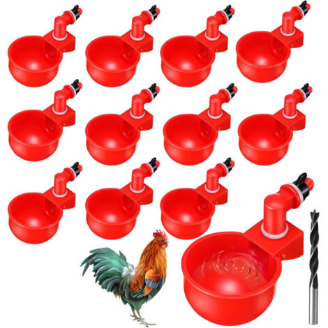 Gobelets à Eau de Poulet, Breuvoir de Poulet, Abreuvoir Poules Automatique, Abreuvoirs Automatiques Kit Abreuvoir Poules Abreuvoir Poule, 12 Pièce DIY Abreuvoir Poules Volaille (1/4)