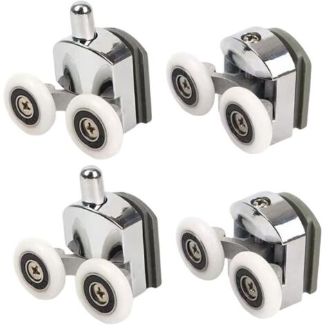 Roulettes de douche avec double porte coulissante, 4 pièces (2 supérieures + 2 inférieures) (23 mm - 2 en haut + 2 en bas) (1/4)