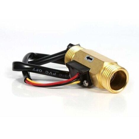 Capteur de Débit d'eau Débitmètre Fluidmètre Interrupteur de débit d'eau 60mm G1/2 in Fil de cuivre Liquide Compteur 1-25L/min (1/4)