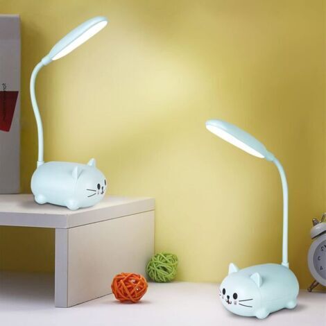 2PCS Lampe de bureau pour enfants, Lampe de lecture LED avec support pour téléphone portable, rechargeable USB, Lampe de chevet à économie d'énergie avec bras flexible, cadeau pour enfants (1/5)