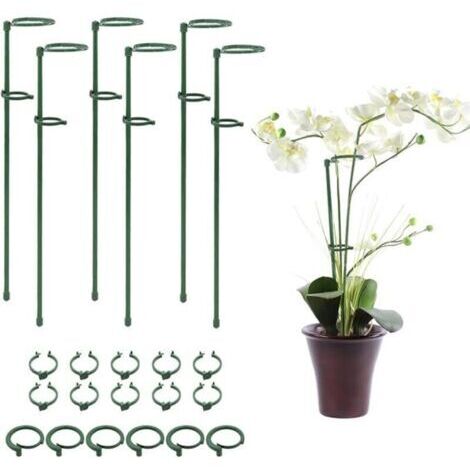 6 PCS Anneaux de Piquet de Cage à Plantes avec Boucle de Fixation pour Plantes Fleurs Orchidées Pivoines Roses, Piquet de Support de Plante Piquet de Jardin Bâton de Plante Piquet de Fleur à Ti (1/4)
