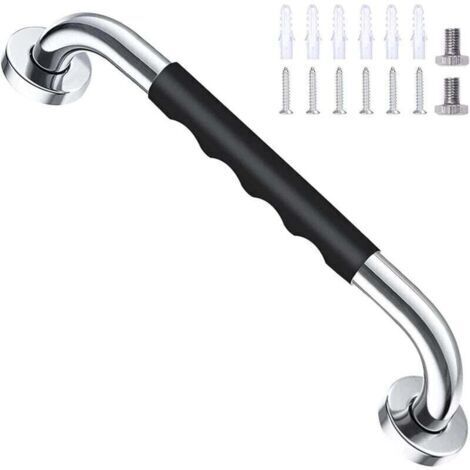 Barre d'appui murale en acier inoxydable pour baignoire et toilettes, noire, 40 cm, pour enfants et personnes âgées (1/4)