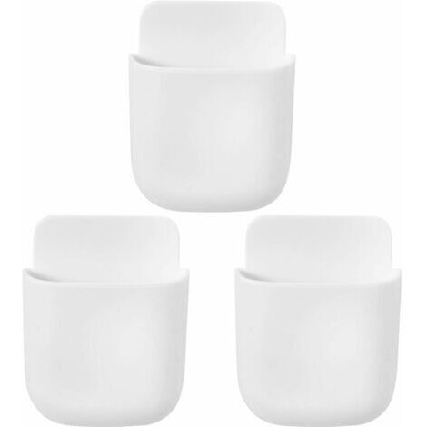 Organisateur de support de télécommande 3 pièces organisateur mural organisateur multimédia boîte de rangement pour télécommande TV(blanc) (1/5)