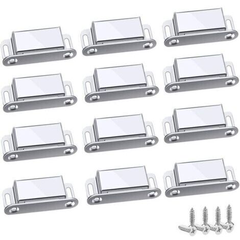 Loquet Magnetique, 12 Pièces Aimants loqueteaux magnétiques Placard Aimant Puissant Robuste Jusqu'à 6kg, Pour Tiroirs Porte de Douche Aimanté Armoire Placard, Cabinet, Meubles (45mm-12pc)-- (1/4)