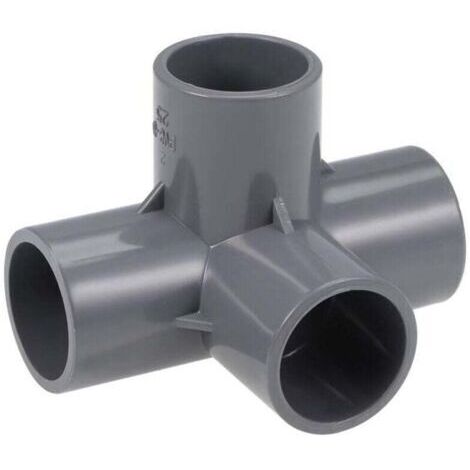 Lot de 2 ferrures d'angle 4 voies en PVC de qualité pour meubles, 25 mm, gris (1/3)