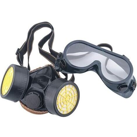 Masque Respiratoire Filtrant Anti-Chimique Masque à Gaz Anti-Pollution Nocives Vapeur, Masque Cartouche Protection Soupape de Facile à Respirer, Lunettes (1/5)
