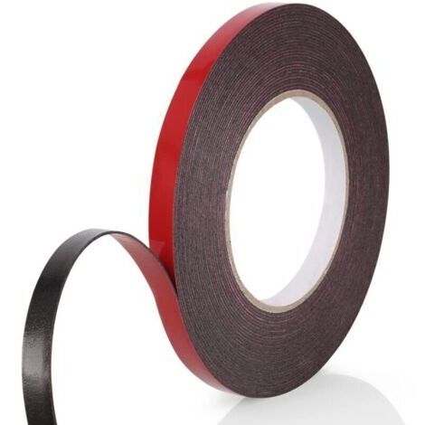 Scotch Double Face Extra Fort, 1 Rouleau (10MMx10M) Noir Mousse PE Film Rouge Imperméable et ultra Résistant aux Hautes Températures Ruban de montage pour Voiture Fixation Maison et Bureau (1/4)
