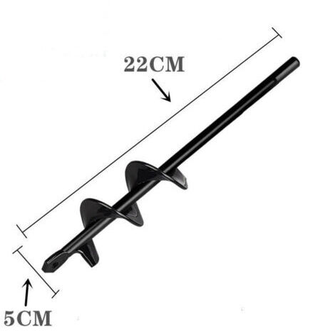 Perceuse, perceuse de sol pour l'installation de clôtures, perceuse à main, petite perceuse à barre de torsion, accessoires de jardin, ameublissement de plantation de fleurs (noir - diamètre 5 (1/4)