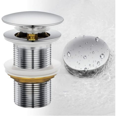 Bonde de lavabo Pop Up Acier inoxydable et laiton Évacuation rapide 10% plus rapide Installation facile sans outils (1/5)