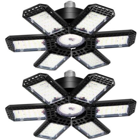 LED Garage Light 2 Pack , 45W 4500LM LED Shop Lights, LED Garage Ceiling Lights with 6+1 Adjustable Panels for Basement, Barn, Warehouse, Attic, Garage Lighting Support E26/E27 Socket (1/4)