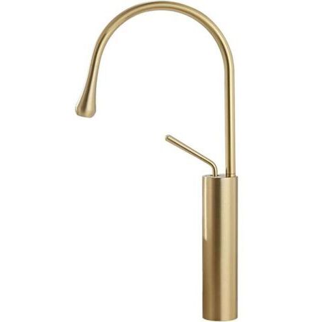 Robinet Cuisine, Mitigeur Cuisine de Pivotant à 360°, Robinetterie de Cuisine avec Bec Haut, Robinet Evier Froid & Chaud, doré brossé 45cm (1/5)
