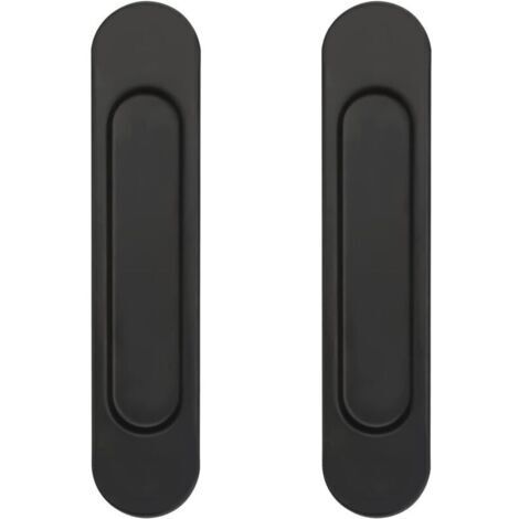2 Pièces Poignée de Porte Coulissante Ovale 14,8 CM Poignées de Porte Coulissante Auto-Adhésives,Convient pour Armoires, Fenêtres, Portes Coulissantes(Noir) (1/4)