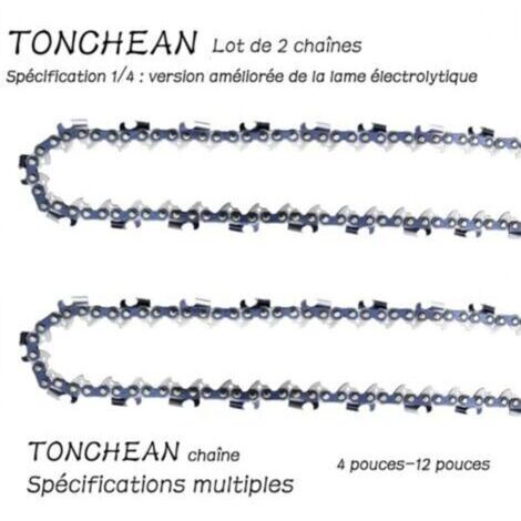 Lot de 2 chaînes de tronçonneuse 1/4' 32 maillons Lame galvanisée renforcée Faible rebond pour coupe précise - 5pouces (1/5)