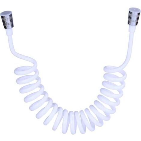 Tuyau de douche, tuyau de douche en mousse avec connecteur en cuivre, tuyau à ressort télescopique, tuyau rétractable pour douche à main, toilettes et bidet (3M blanc) (1/5)