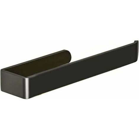 Porte Serviette Noir, Accroche Serviette Salle de Bain, Porte Torchon sans Perçage Noir, Auto-adhésif Porte Serviette Murale pour Salle De Bains ou Cuisine, Aluminium (Noir) (1/2)