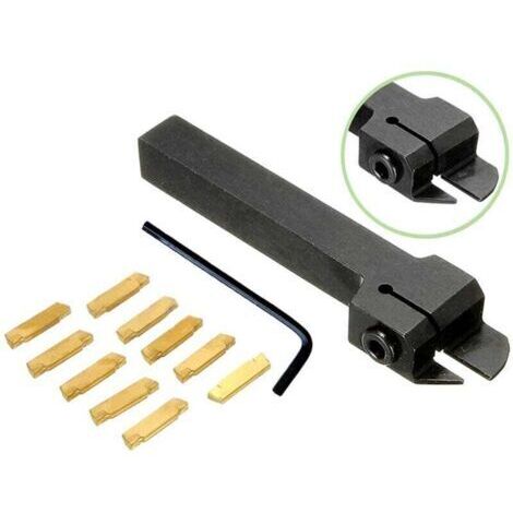 Outil Tour à Métaux, Porte Outillage MGMN200, MGEHR1616-2 100mm Tour CNC Porte-Outil de Tournage Outil Lame Insérer Barre d'Alésage + 10 Pièces MGMN200-G inserts + Clé (1/4)
