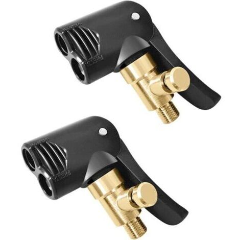 2 Pièces Embout Gonfleur Velo, Embout de Gonflage, Adaptateur de Gonflage de Valve Embout de Gonflage (2 en 1, Peut Dégonflé) (1/4)