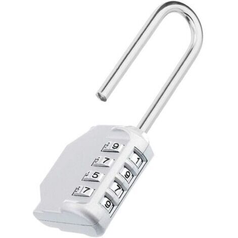 Cadenas à combinaison longue , cadenas à code à 4 chiffres pour extérieur, casier à long manche pour salle de sport, vestiaire, université, école, jeu d'évasion, argent (1/4)