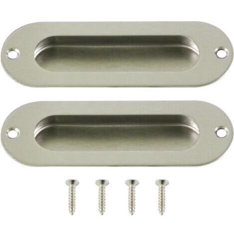 Lot de 2 poignées de porte coulissante encastrées Poignées de porte coulissantes en acier inoxydable (1/4)