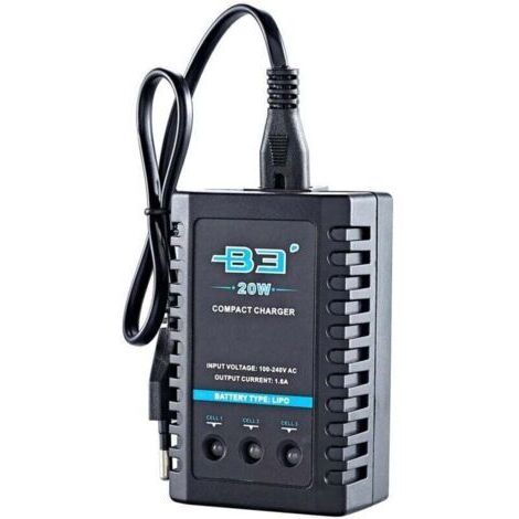 Chargeur équilibreur RC 20W 1.6A pour batteries LiPo/LiFe 2S/3S - Accessoire pour radiocommandes - Prise US incluse (1/4)