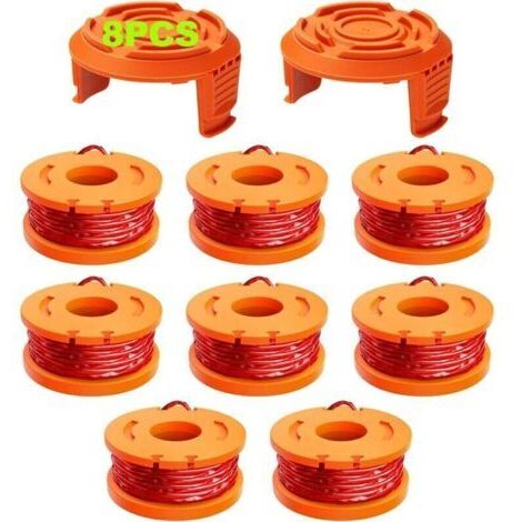 10 Pcs Fil Coupe Bordure Compatible avec Coupe Bordure WORX,Ø 1,65mm & 3m Bobine Fil Coupe Bordure,Ligne de Bobine de Coupe de Remplacement et Capuchon de Protection(8 Fil Coupe Bordure,2 Couve (1/5)