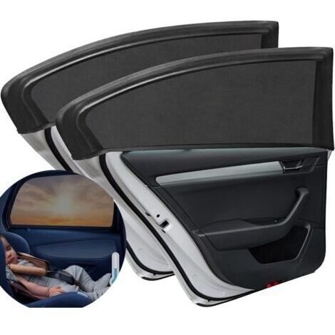 2PCS Pare-Soleil Voiture Arrière Latérales, Chaussette Voiture Soleil par pour Babe, Bloquer Les Rayons UV par Protege Soleil Voiture Arrière Latérales puor Enfants et Animaux (Noir) (1/5)