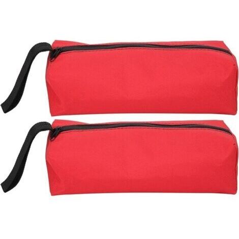 Lot de 2 petites pochettes à outils, 25 X 8,5 X 7 cm pochette de rangement portable multifonctionnelle en polyester 600D avec sangle de suspension et fermeture à glissière (rouge) (1/5)