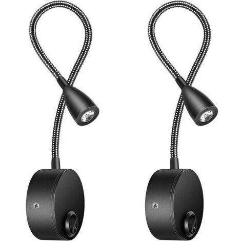 2 Pack Lampe Chevet Murale, Lumières Applique Liseuse Led Col De Cygne Lumière 3W, 3000K Blanc Chaud Lampe De Lecture(Noir) (1/5)