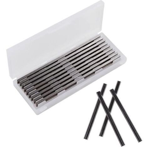 10 Pièces Fer de Rabot 82mm HSS Lames de Raboteuse Fers Réversibles Carbure Ensemble de Rabot Electrique Lame 82x5.5x1.2mm, pour Rabots Makita, Black & Decker, Bosch, DeWalt et Elu (1/4)