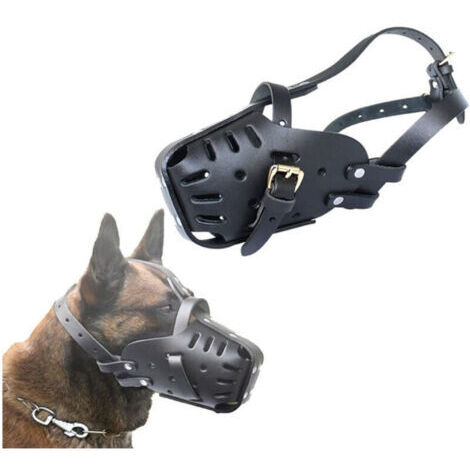 Muselières pour Animaux de Compagnie,Cuir Fait à,Chiens Taille Moyenne et Grande,Berger Allemand Doberman,Masques Anti-Morsure Le Dressage Chiens,muselières défense Macaron, (1/5)
