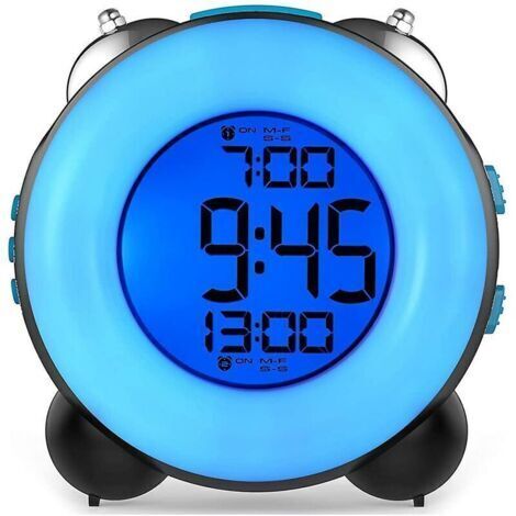 Réveil bruyant pour gros dormeurs avec alarme en option, double réglage d'alarme, fonction snooze (bleu complet) 1 pièce
