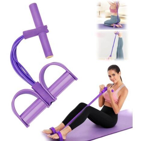 Bande de Résistance Musculation 6 Tubes avec Pédale Extenseur Élastique avec Poignées Antidérapantes pour Abdominaux et Entraînement Complet