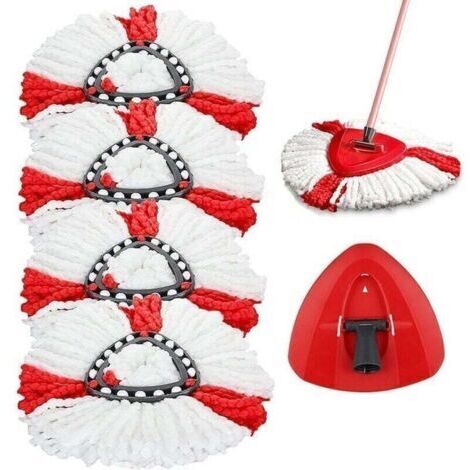 4pcs Tête de Serpillère de Rechange en Microfibre+1 Tête de Vadrouille Compatible avec Vileda 2-en-1 Turbo Mop,O-Cedar,--