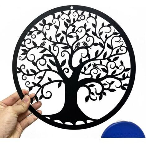 Metal Tree of Life Wall Decor Silhouette Art Indoor Outdoor Gift Garden Home Decor (Black, 28 x 28 cm) (1/4)