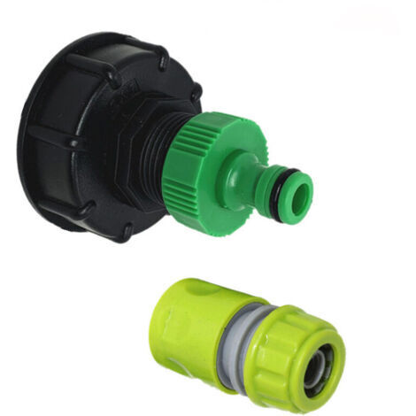 Raccord S60x6 avec connecteur de robinet à dégagement rapide de 1" pour réservoir IBC, récupération des eaux de pluie de 1 000 L (raccord de 1" 90 g et connecteur de tuyau à 4 points) (1/5)