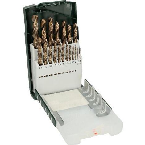 Set de 19 Forets à métaux rectifiés HSS-Cobalt, Diamètres 1/1,5/2/2,5/3/3,5/4/4,5/5,5/6/6,5/7/7,5/8/8,5/9/9,5/10 mm (1/3)