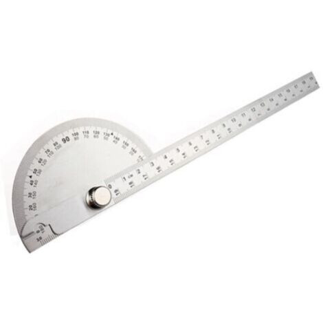 Règle d'angle de rapporteur simple en acier inoxydable, règle carrée mobile multifonctionnelle, argent 90x200mm (1/3)