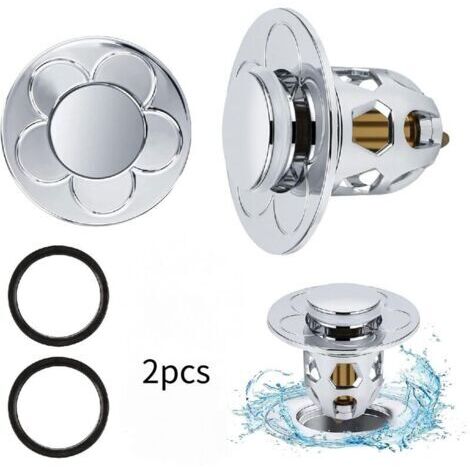 2 Pièces Bonde de Lavabo Universel Pop Up,Bonde de Lavabo Pop-Up avec Filtre Anti-Clogging,Flitre de Vidange Anti-Bloqué,Bouchon Baignoire pour Lavabo Cuisine,Flitre Cheveux-Orifice (1/5)