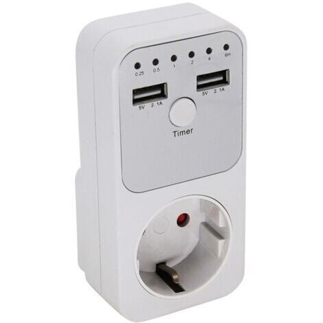 Prise de courant multifonctionnelle à compte à rebours intelligente avec 2 ports USB Interrupteur de contrôle du temps pour appareils électriques domestiques-- (1/5)