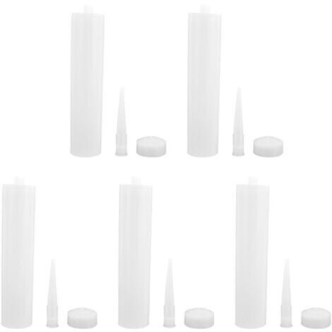 5 Sets of Caulking Tubes 300ml PC Caulking Sealant Extruded Nozzle Plug Kit for DIY Construction (1/4)