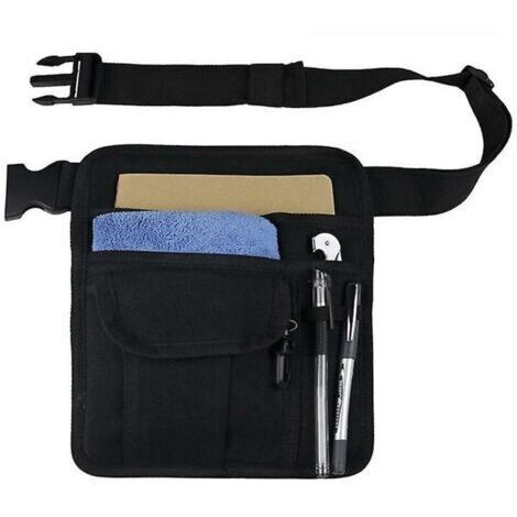 Tablier de serveur de restaurant pour serveur, serveuse - Pochette de ceinture polyvalente pour livre d'or, tablette, argent, stylos et monnaie avec bobines NOIR 20,5 x 25,5 cm (1/5)