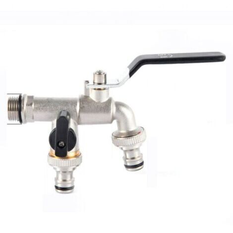 Robinet extérieur antigel en laiton chromé Double sortie 3/4 pouces Débit élevé pour chasses d'eau Installation facile