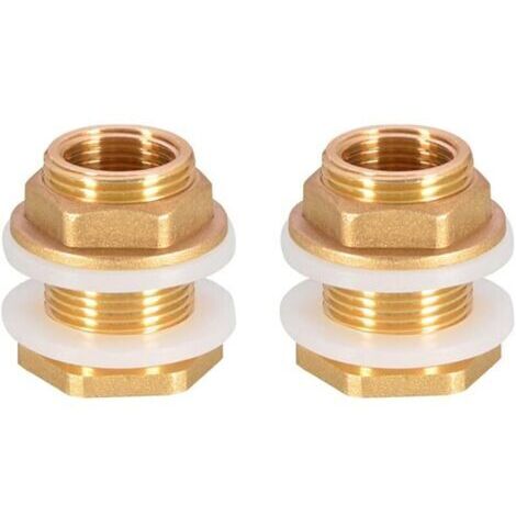 2 pieces DN20 3/4 brass water tank water pipe fitting adapter faucet rain bucket base brass tank base for faucet rain bucket water tank (1/4)