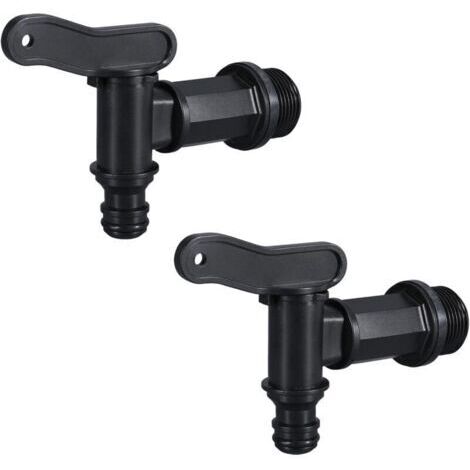 Robinet de réservoir en plastique , adaptateur pour réservoir IBC, adaptateur pour tuyau d'arrosage, récupérateur d'eau de pluie, avec raccord, contre-écrou et connecteur de robinet, 3/4 (1/4)