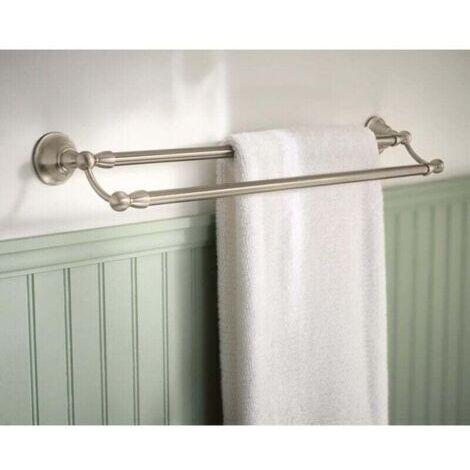 Porte-serviettes double anti-taches en nickel brossé de 24 pouces, porte-serviettes de bain mural (1/4)