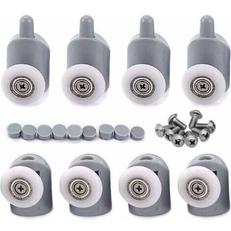 8x Galet ajustables Dual Rouleau Roulette Roue Porte Douche Salle de Bain 25mm (1/4)