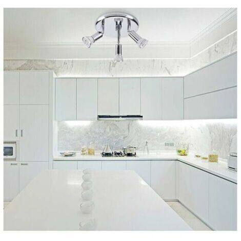 Plafonnier 3 Spots Orientables Salle de Bain 9W, LED Angle Réglable Éclairage pour Chambre Salon Cuisine Couloir, (1/3)