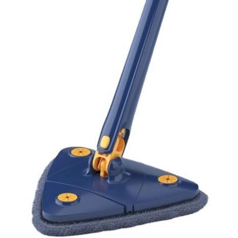 Balai triangulaire Upattend, balai de nettoyage réglable rotatif à 360°, humide et sec avec long manche extensible, essorage automatique pour le nettoyage des murs et des plafonds (bleu) (1/4)