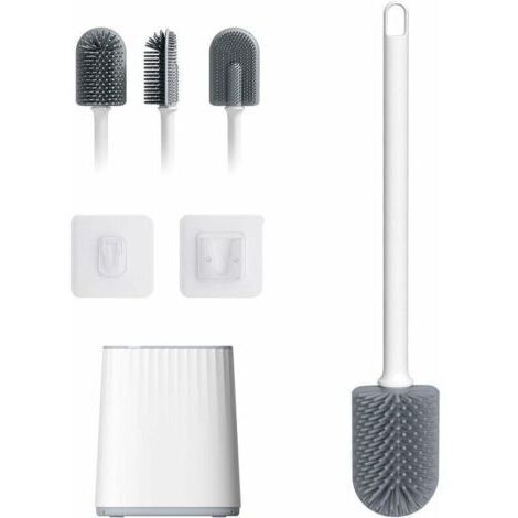 Brosse Toilette Silicone Plate Balayette WC Antibactérienne Brosse WC avec Support de Séchage Rapide, (1/5)